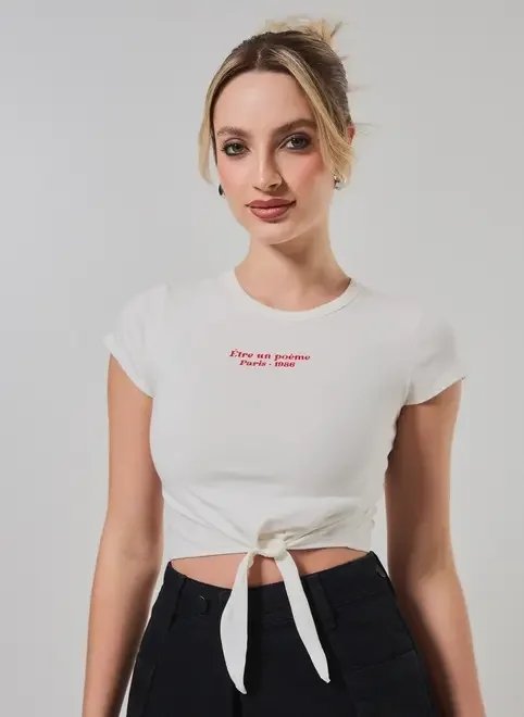 blusa off-white paris com amarração blusa off-white paris com amarração