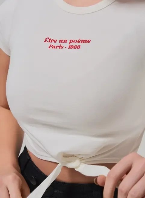 blusa off-white paris com amarração blusa off-white paris com amarração