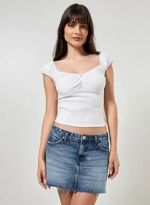 blusa off-white manguinha bufante blusa off-white manguinha bufante