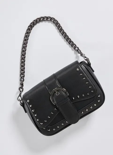 bolsa preta com fivela e tachinhas bolsa preta com fivela e tachinhas