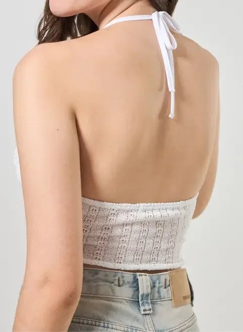 cropped frente única tricô off-white cropped frente única tricô off-white