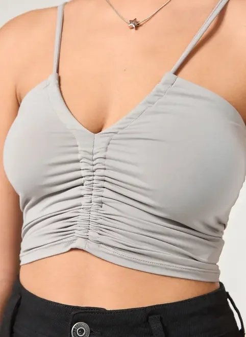 cropped em poliamida com franzido cropped em poliamida com franzido