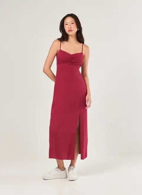 vestido midi busto franzido vestido midi busto franzido