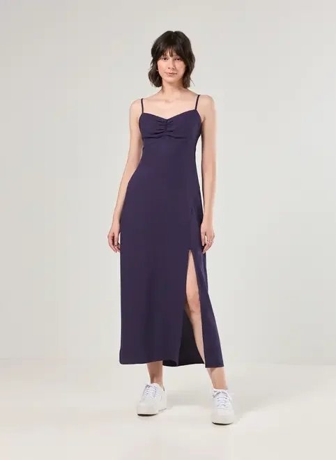 vestido midi busto franzido vestido midi busto franzido