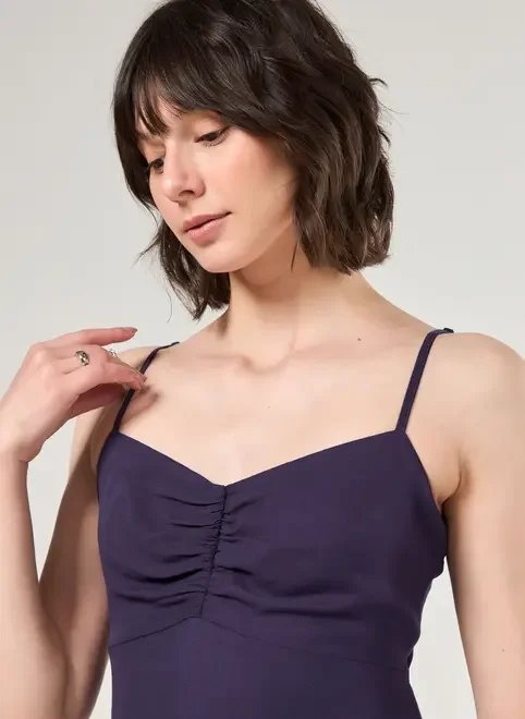 vestido midi busto franzido vestido midi busto franzido