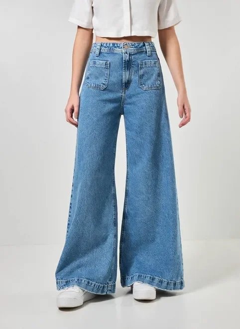 calça jeans pantalona bolso frontal calça jeans pantalona bolso frontal