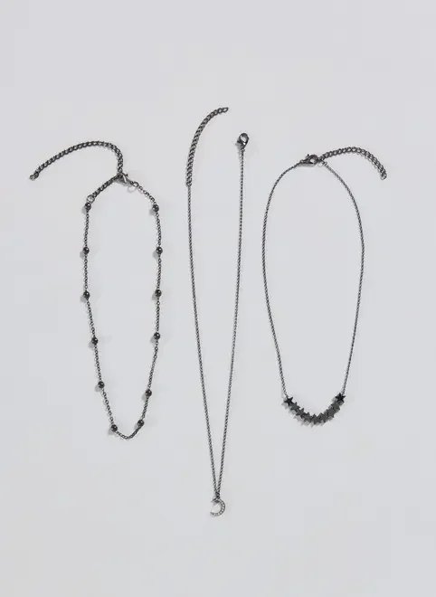 conjunto 3 colares tom onix estrelas e lua conjunto 3 colares tom onix estrelas e lua