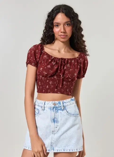 cropped lastex bordô florzinhas cropped lastex bordô florzinhas