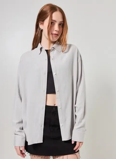 camisa oversized linho cinza camisa oversized linho cinza