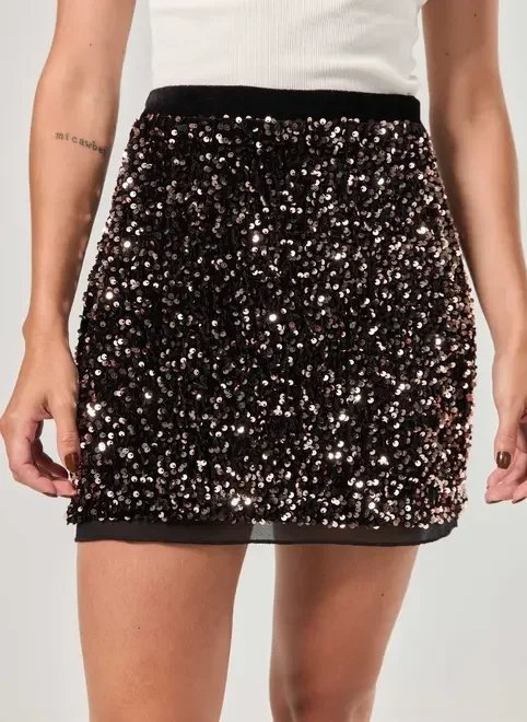 saia de veludo com paetê e tule saia de veludo com paetê e tule