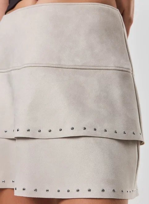 saia suede com babados e tachas saia suede com babados e tachas