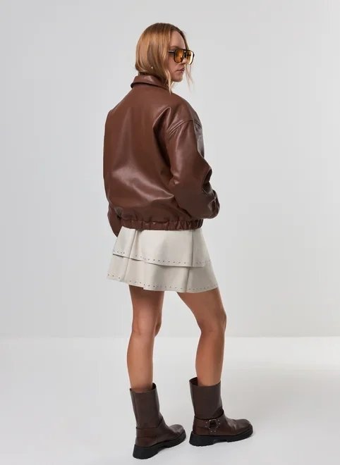 saia suede com babados e tachas saia suede com babados e tachas