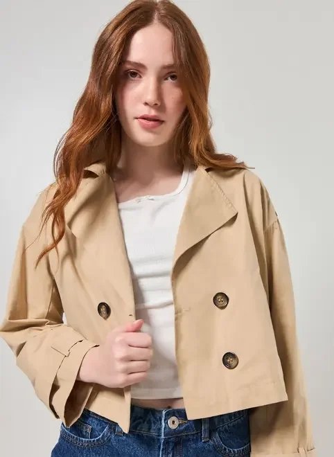 trench coat cropped caqui trench coat cropped caqui
