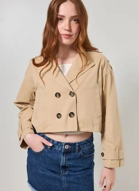 trench coat cropped caqui trench coat cropped caqui