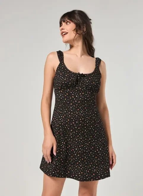 vestido curto preto florido vestido curto preto florido