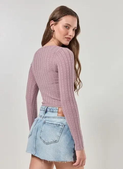 blusa tricô manga longa blusa tricô manga longa