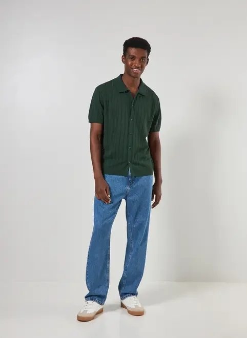 camisa manga curta box em tricô camisa manga curta box em tricô