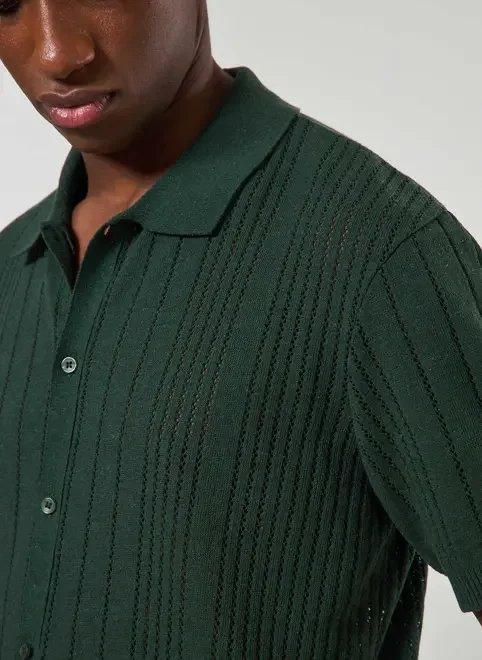 camisa manga curta box em tricô camisa manga curta box em tricô