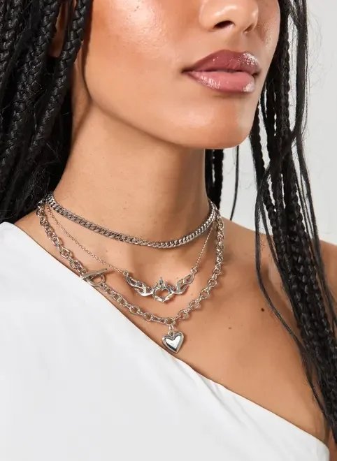 conjunto 3 colares coração fogo conjunto 3 colares coração fogo