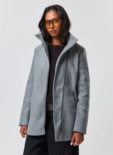 jaqueta sobretudo polivelour cinza jaqueta sobretudo polivelour cinza