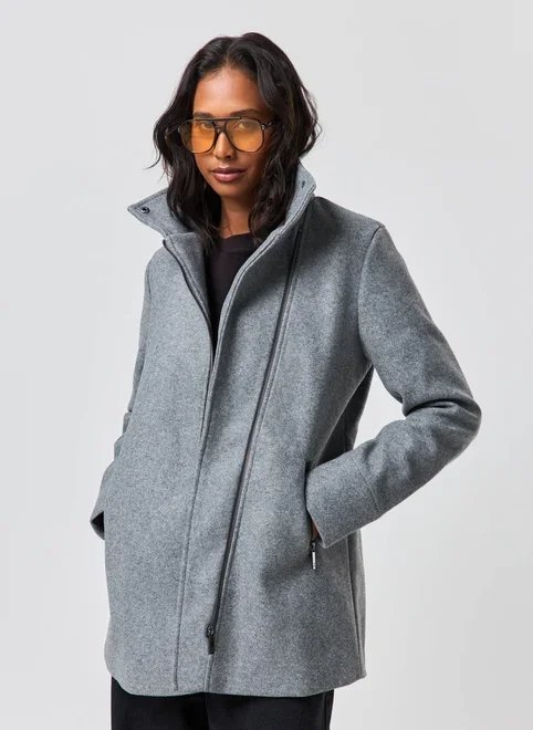 jaqueta sobretudo polivelour cinza jaqueta sobretudo polivelour cinza