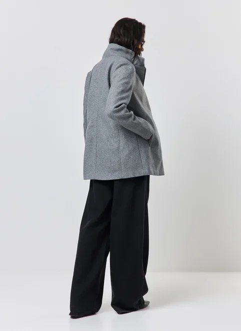 jaqueta sobretudo polivelour cinza jaqueta sobretudo polivelour cinza