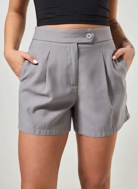 short alfaiataria chumbo cintura alta short alfaiataria chumbo cintura alta