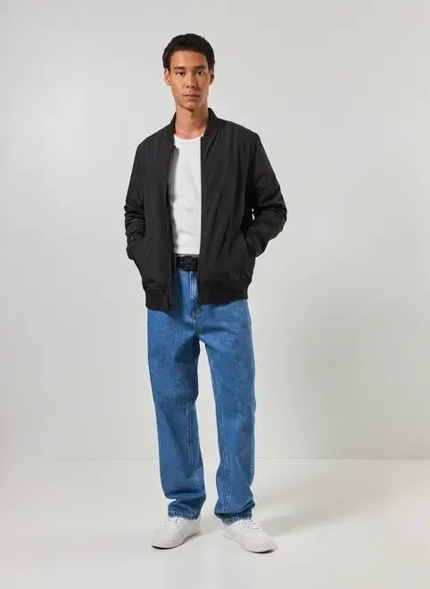 jaqueta bomber de nylon com tricô jaqueta bomber de nylon com tricô