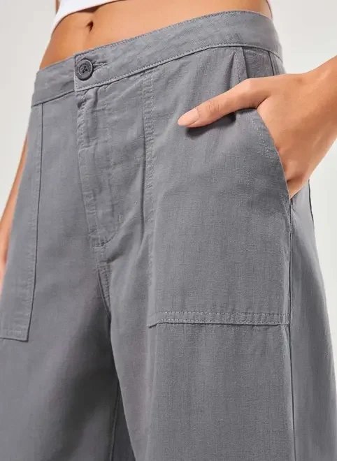 calça sarja wide leg cintura média calça sarja wide leg cintura média