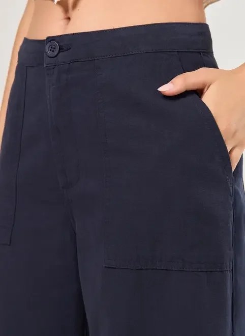 calça sarja wide leg cintura média calça sarja wide leg cintura média