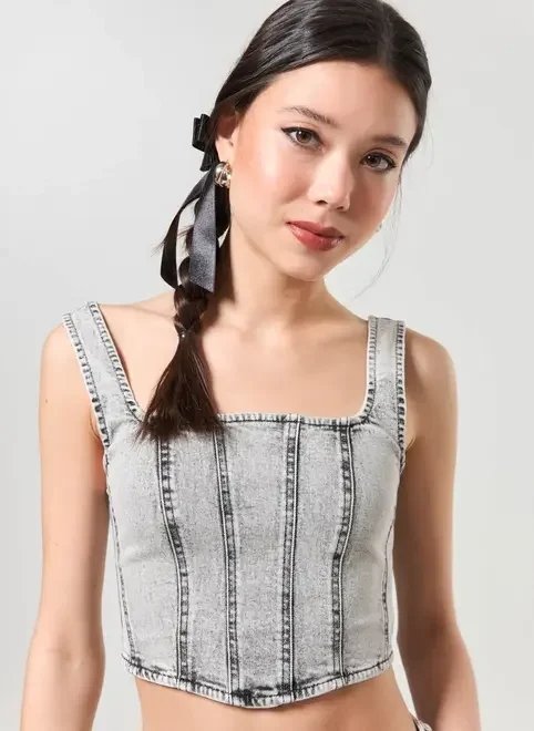 cropped corsetado jeans cropped corsetado jeans