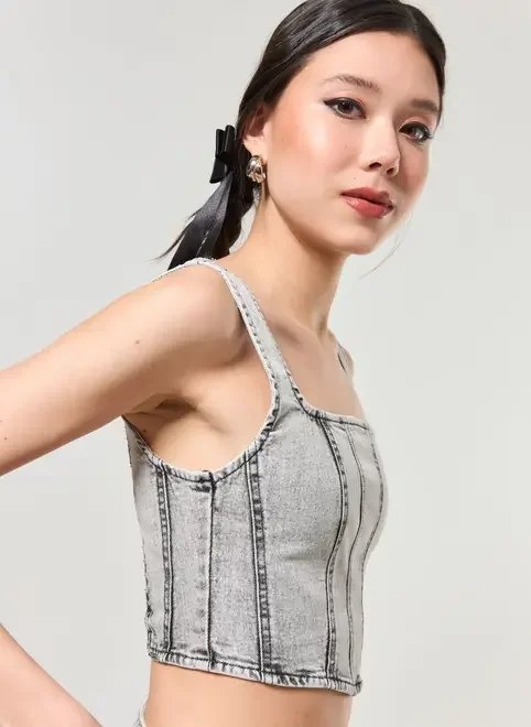 cropped corsetado jeans cropped corsetado jeans