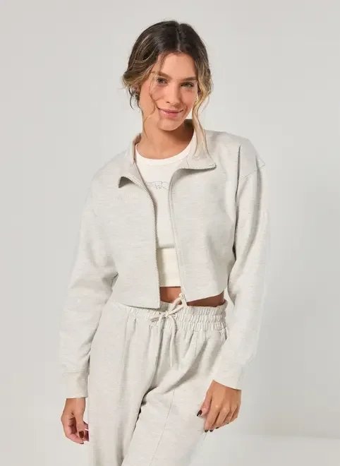 casaco de moletom cropped mescla casaco de moletom cropped mescla