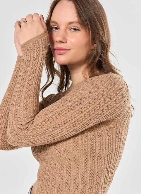 blusa manga longa justa em tricô blusa manga longa justa em tricô