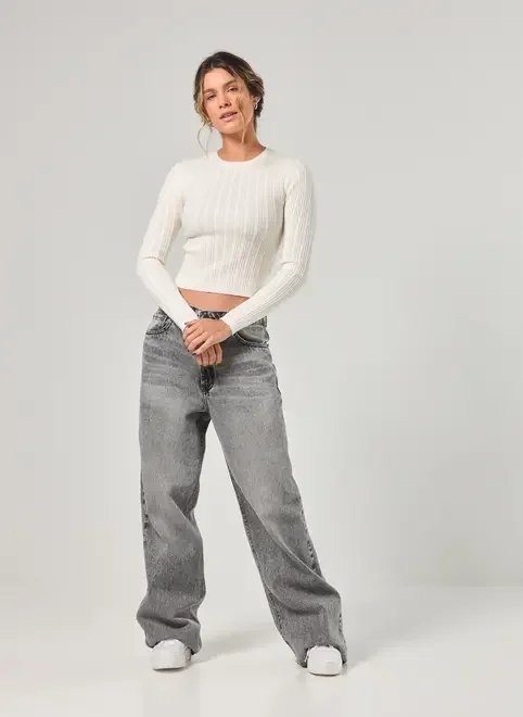 blusa manga longa justa em tricô blusa manga longa justa em tricô