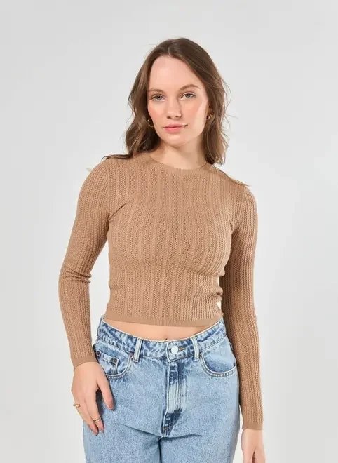 blusa manga longa justa em tricô blusa manga longa justa em tricô