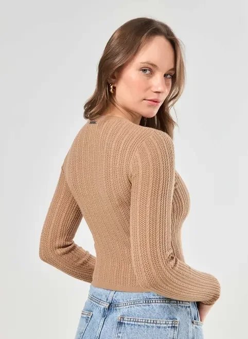 blusa manga longa justa em tricô blusa manga longa justa em tricô