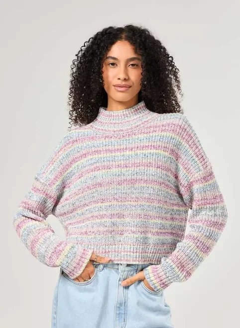 blusa de tricô listras coloridas blusa de tricô listras coloridas