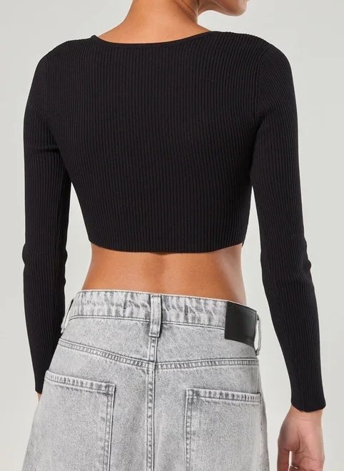 blusa manga longa corsetada retilínea preta blusa manga longa corsetada retilínea preta