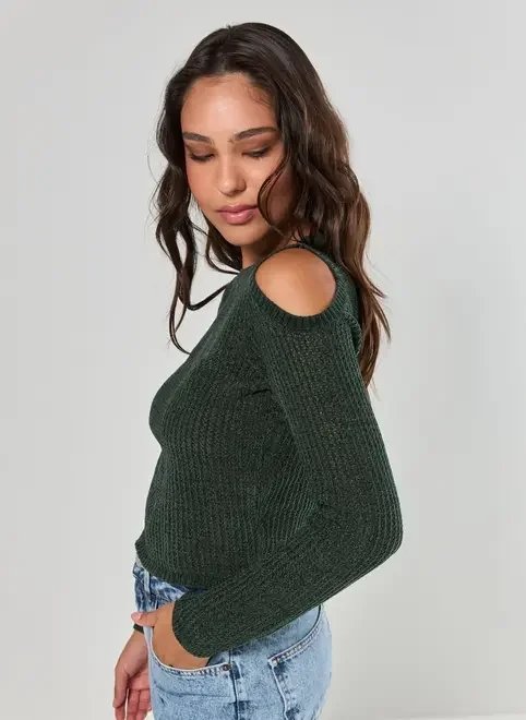 blusa manga longa chenille verde blusa manga longa chenille verde