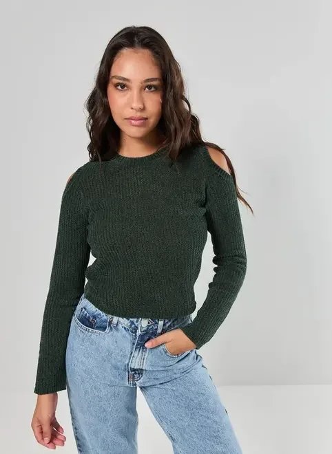 blusa manga longa chenille verde blusa manga longa chenille verde