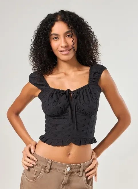blusa preta broderie corsetada blusa preta broderie corsetada