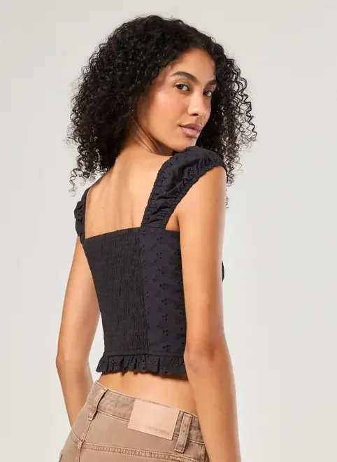 blusa preta broderie corsetada blusa preta broderie corsetada