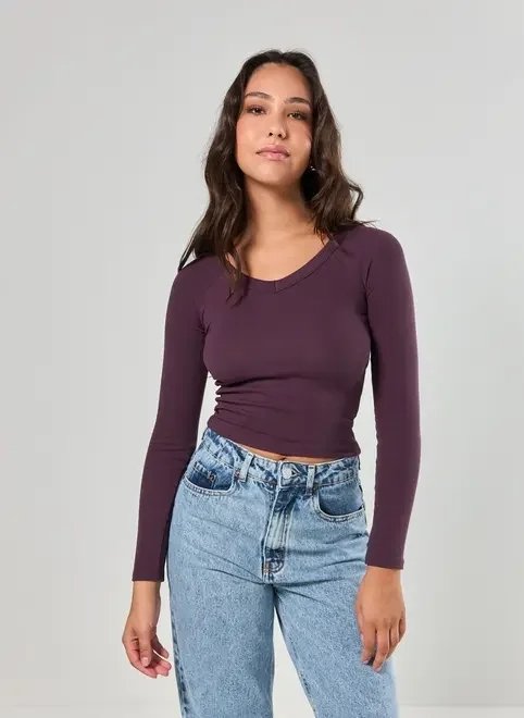 blusa manga longa decote v blusa manga longa decote v