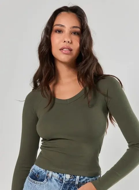 blusa manga longa decote v blusa manga longa decote v