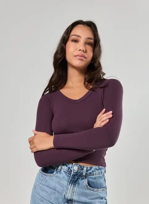 blusa manga longa decote v blusa manga longa decote v