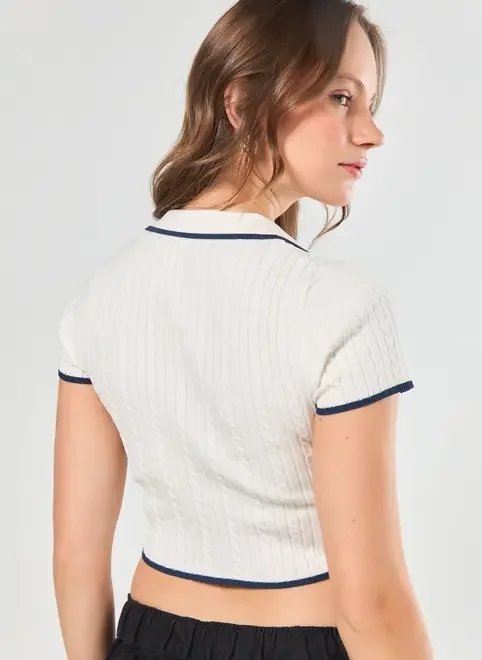 cropped polo branca tricô cropped polo branca tricô