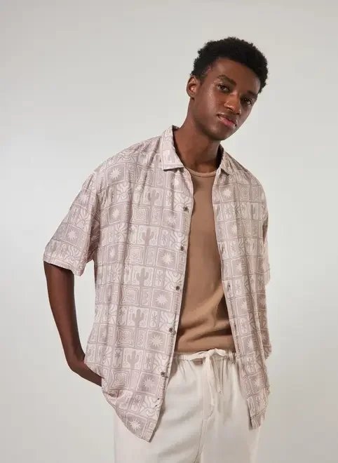 camisa box gola blazer estampa western camisa box gola blazer estampa western