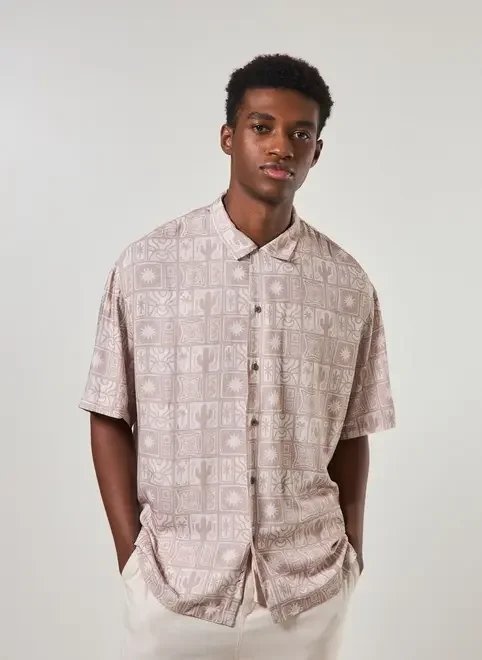 camisa box gola blazer estampa western camisa box gola blazer estampa western