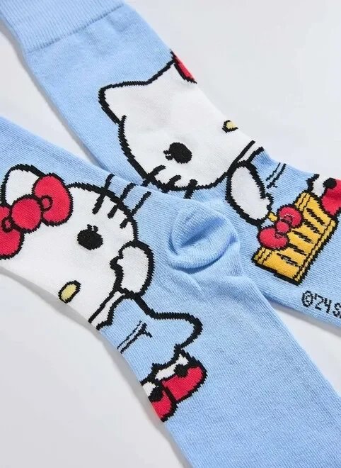 meia azul hello kitty meia azul hello kitty